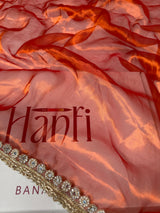 Metallic Orange Nayaab Designer Pure Tissue Silk Saree