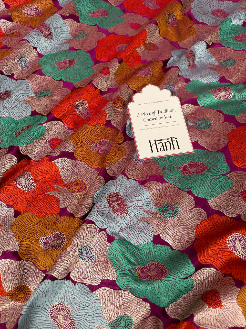 Magenta Gulbahaar Floral Banarasi Mashru Silk Saree
