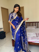 Royal Blue Banarasi Nazakat Soft-Silk Saree
