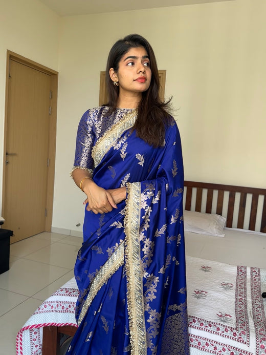 Royal Blue Banarasi Nazakat Soft-Silk Saree