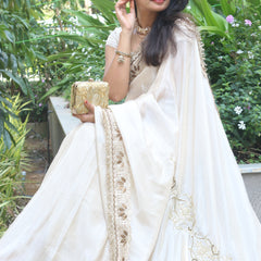 Shahnara-e-Taj Hand Zardozi Special Pallu Work Shimmery Tissue Silk Saree