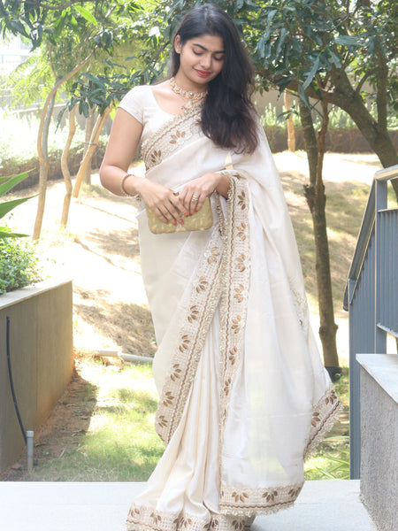 Shahnara-e-Taj Hand Zardozi Special Pallu Work Shimmery Tissue Silk Saree