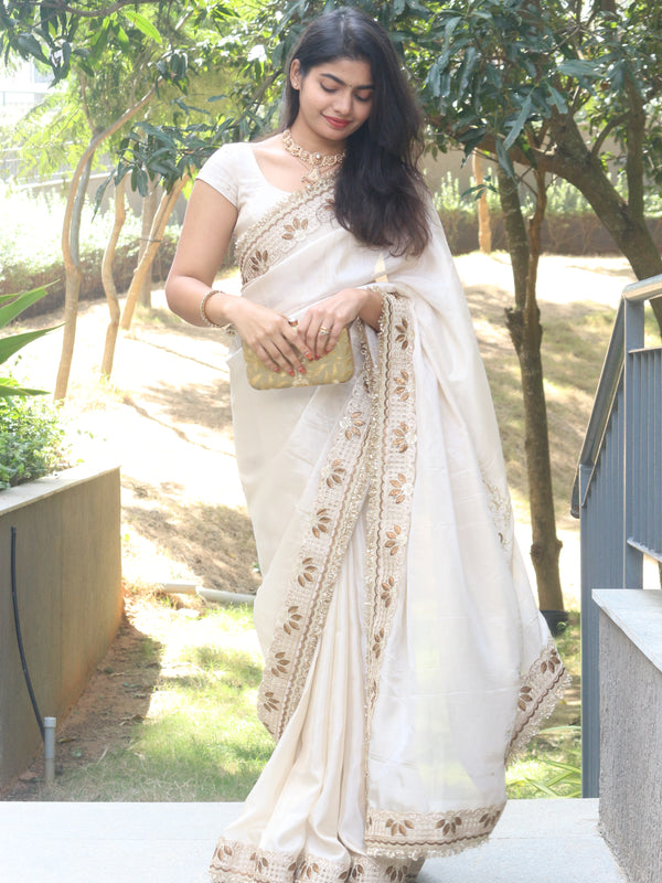 Shahnara-e-Taj Hand Zardozi Special Pallu Work Shimmery Tissue Silk Saree