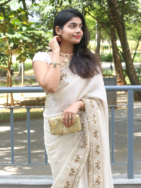 Shahnara-e-Taj Hand Zardozi Special Pallu Work Shimmery Tissue Silk Saree