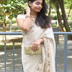 Shahnara-e-Taj Hand Zardozi Special Pallu Work Shimmery Tissue Silk Saree