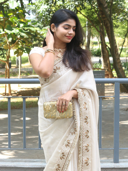 Shahnara-e-Taj Hand Zardozi Special Pallu Work Shimmery Tissue Silk Saree