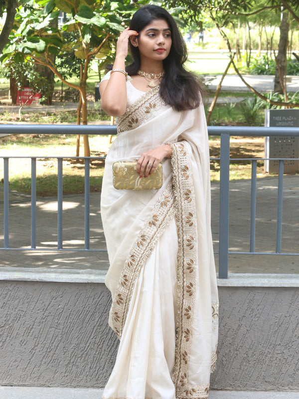 Shahnara-e-Taj Hand Zardozi Special Pallu Work Shimmery Tissue Silk Saree