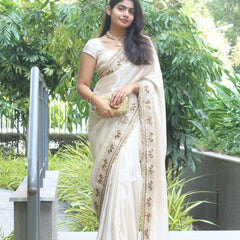 Shahnara-e-Taj Hand Zardozi Special Pallu Work Shimmery Tissue Silk Saree