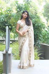 Shahnara-e-Taj Hand Zardozi Special Pallu Work Shimmery Tissue Silk Saree