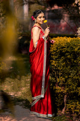 Shilpa Shetty Inspired Designer Mashru Satin Silk Mirror Work Saree with Blouse Free Size