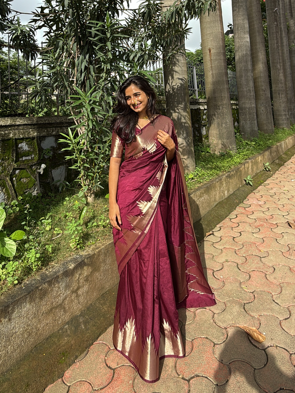 Traditional Banarasi Woven Soft Silk Temple Saree