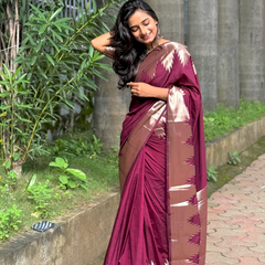 Traditional Banarasi Woven Soft Silk Temple Saree
