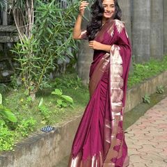 Traditional Banarasi Woven Soft Silk Temple Saree