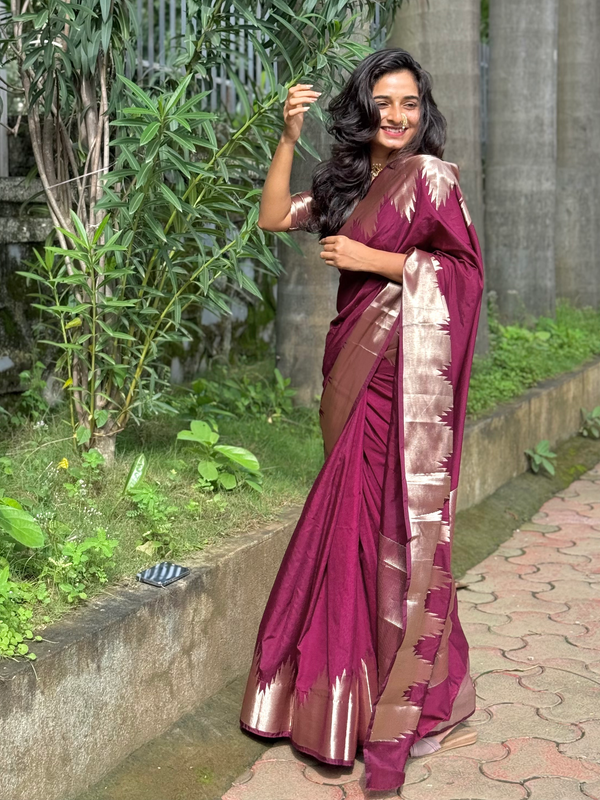 Traditional Banarasi Woven Soft Silk Temple Saree