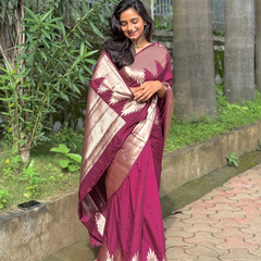 Traditional Banarasi Woven Soft Silk Temple Saree