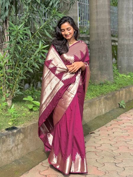 Traditional Banarasi Woven Soft Silk Temple Saree