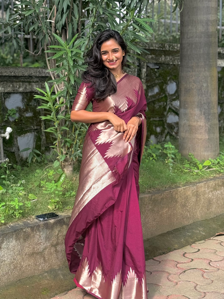 Traditional Banarasi Woven Soft Silk Temple Saree
