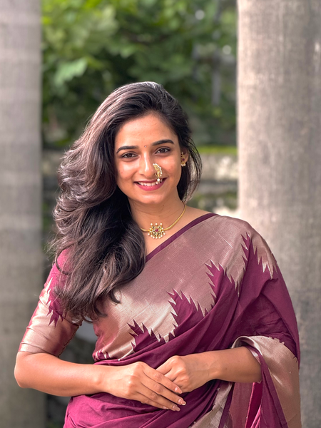 Traditional Banarasi Woven Soft Silk Temple Saree