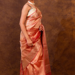 Pink Banarasi Authentic Soft Tissue Silk Saree with Rich Pallu Woven Design