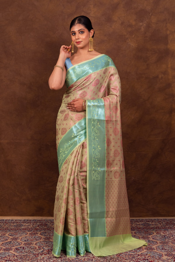 C Green Banarasi Soft Silk Tanchoi Saree | Elegant & Beautiful