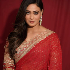 Shweta Tiwari Inspired Designer Georgette Saree With Embroidered Blouse Free Size