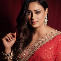Shweta Tiwari Inspired Designer Georgette Saree With Embroidered Blouse Free Size