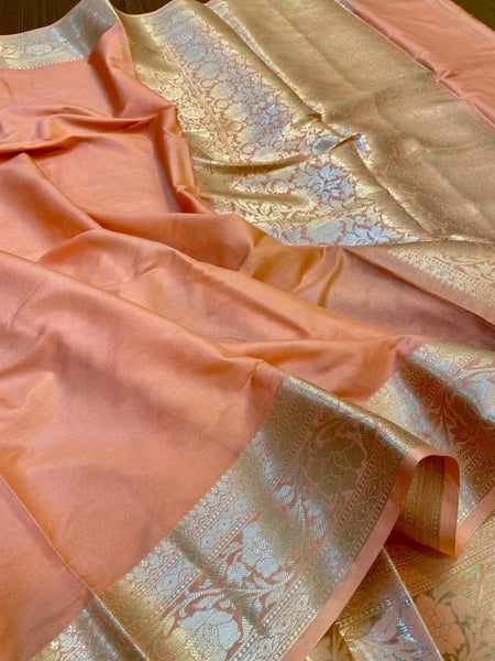 Elegant Banarasi Woven Soft Silk Saree with Water Zari Border Pallu and Blouse