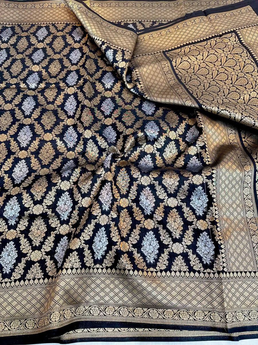 Nita Ambani Inspired Banarasi Semi Katan Silk Saree with Sona Rupa Zari