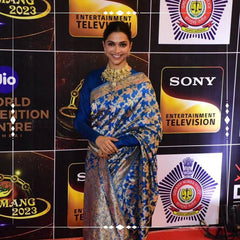 Deepika Padukone Handloom Kadhwa Pure Katan Silk Vintage Minakari Banarasi Saree