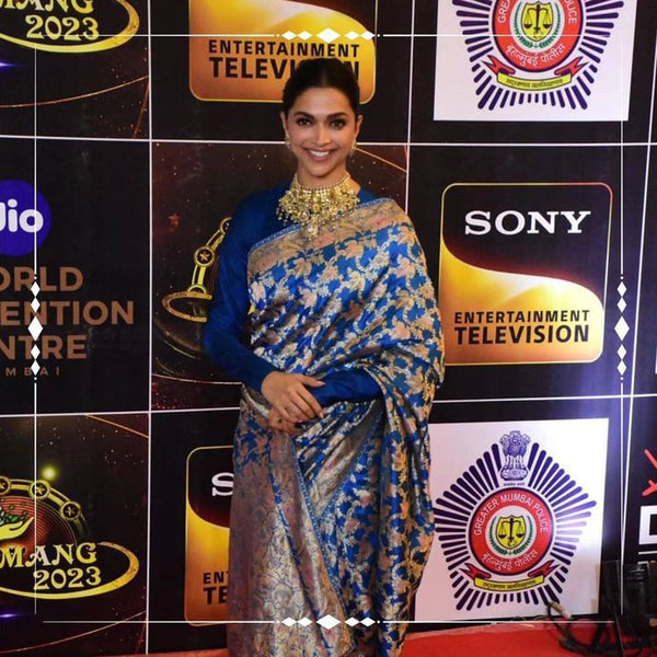 Deepika Padukone Handloom Kadhwa Pure Katan Silk Vintage Minakari Banarasi Saree